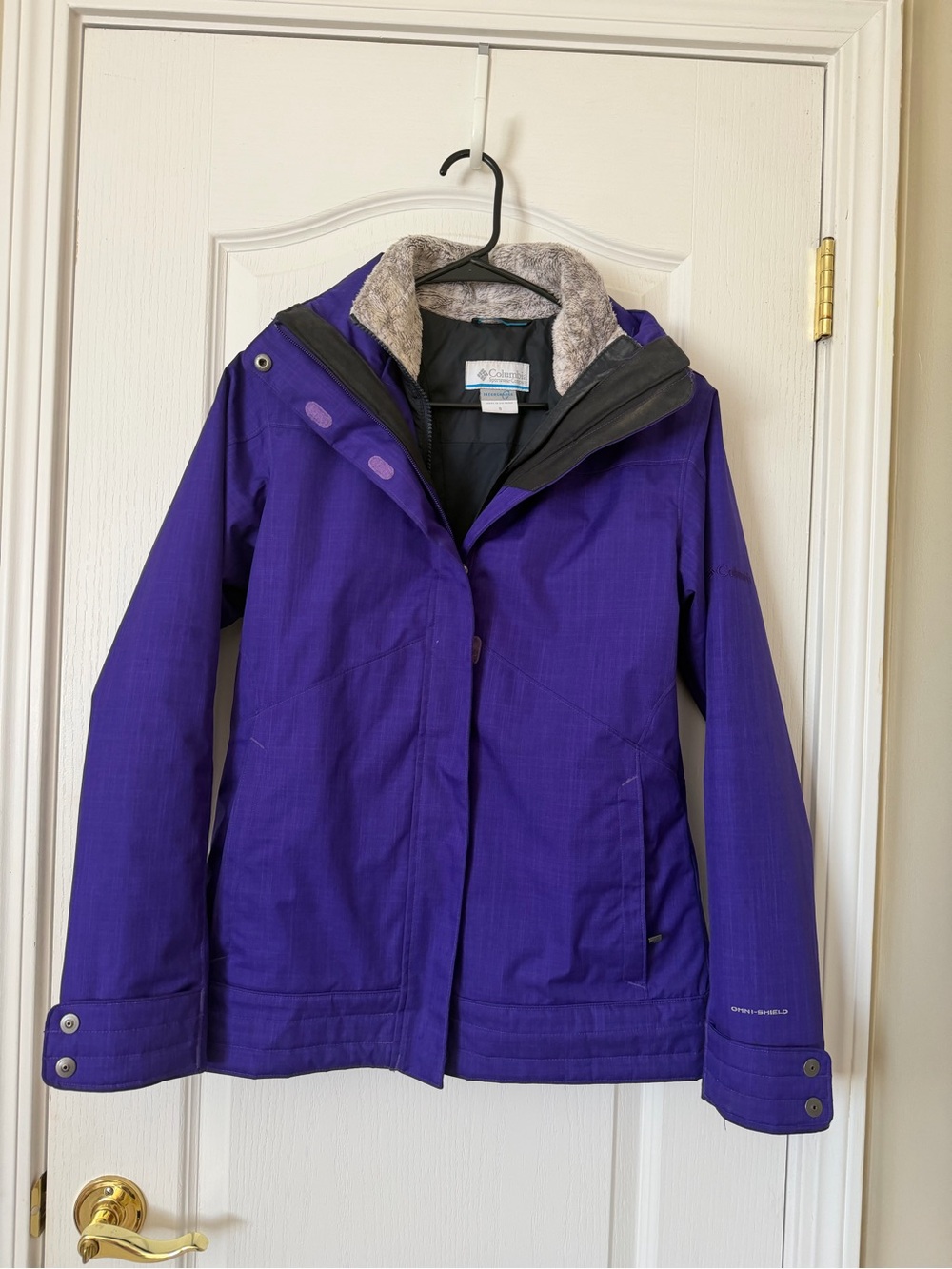 Columbia Women’s Small Interchange 3 in 1 Omni-Shield Purple Winter Jacket